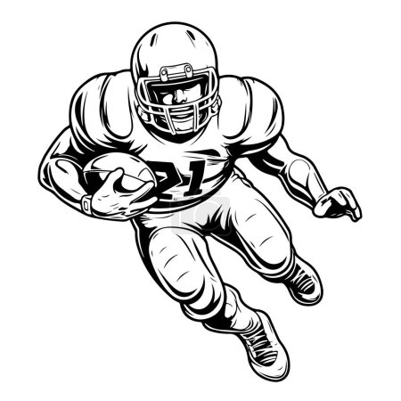 Illustration for Vector Black and White American Football Player Illustration Sport - Royalty Free Image