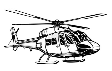 Illustration for Hand Drawn Engraving Pen and Ink Helicopter Vintage Vector Illustration - Royalty Free Image