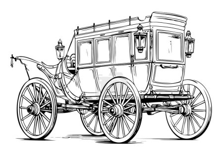 Stagecoach covered wagon. Sketch vector design. Vector illustration
