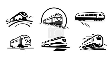 Logotipo del tren, locomotora. Icono plano vectorial. Imagen minimalista sobre un fondo blanco aislado.