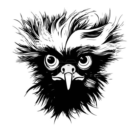 Ilustración de Divertida seda gallina chick bosquejo mano dibujado en estilo garabato Dibujos animados - Imagen libre de derechos