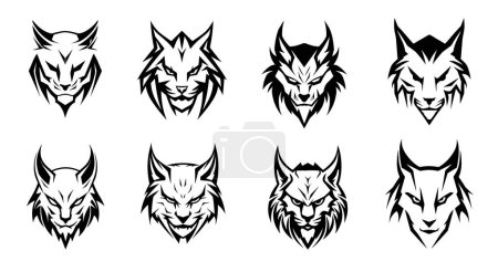 Téléchargez les illustrations : Chef de lynx ou bobcat pour équipe sportive design de mascotte avec des émotions en colère - en licence libre de droit