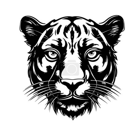 Black Panther Portrait handgezeichnete Skizzenillustration, Wilde Tiere