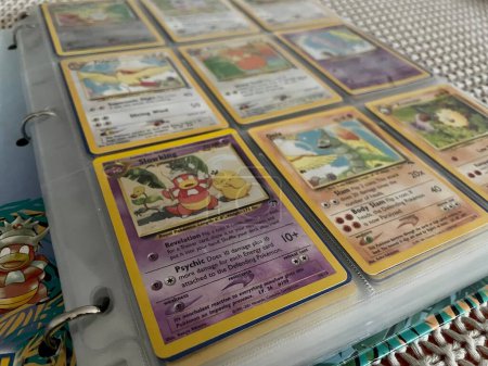 Photo for Prague, Czech Republic - March 16 2022: Nine cards from the special limited collectible set Southern Islands of Pokemon Trading Card Game. High quality photo - Royalty Free Image