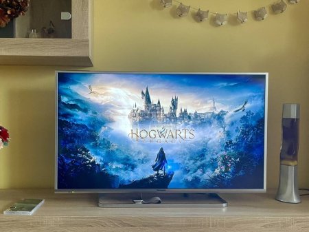 Photo for Prague, Czech Republic - November 14 2023: Hogwarts Legacy game on Panasonic LCD TV running on Nintendo Switch gaming console. A new game from the world of Harry Potter. High quality photo - Royalty Free Image