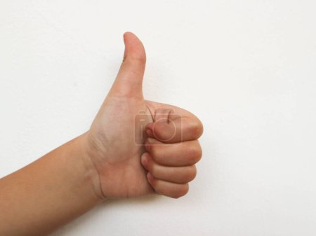 Photo for Like gesture on white background. thumb up - Royalty Free Image