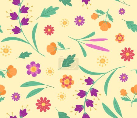 Téléchargez les illustrations : Modèle sans couture avec des fleurs colorées pour fleur Illustration de concept de fond - en licence libre de droit