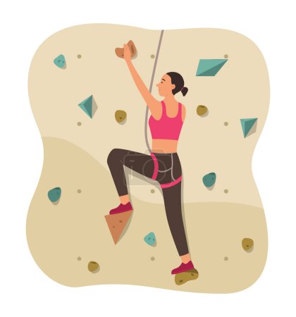 Illustration for Athlete Woman Exercise with Sport Climbing Concept Illustration - Royalty Free Image
