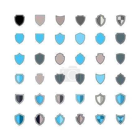 Foto de Plantillas de diseño de vectores de iconos de escudo aisladas sobre fondo blanco - Imagen libre de derechos