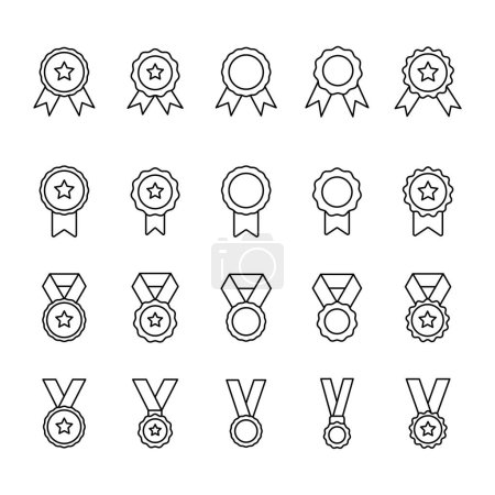 Illustration for Medal icon set vector symbol design templates isolated on white background - Royalty Free Image