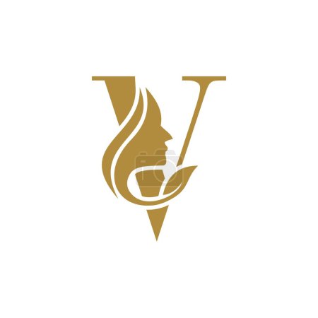 Foto de Plantillas de diseño de logotipo de belleza de cara V iniciales simples y elegantes - Imagen libre de derechos