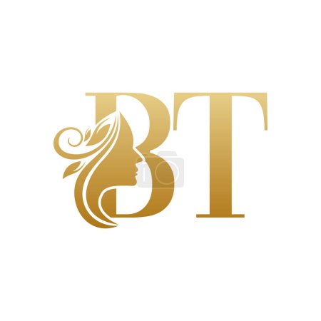 Illustration for Initial BT face beauty logo design templates isolated on white backgrounds - Royalty Free Image