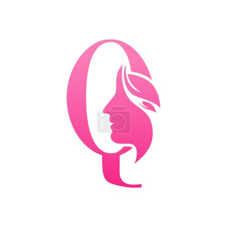 Foto de Plantillas de diseño de logotipo de belleza facial Q inicial concepto simple y moderno - Imagen libre de derechos