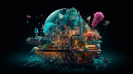 Photo for Futuristic alien planet 3d illustration - Royalty Free Image