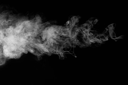 Photo for White smoke isolated on a black background, overlay - Royalty Free Image