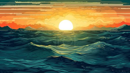 Téléchargez les illustrations : Fond abstrait avec vagues et vagues de mer. illustration vectorielle - en licence libre de droit