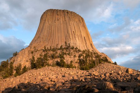 Photo for Devils Tower National Monument, at sunset in North Eastern Wyoming. Native American name for Devils Tower is Bear Lodge. - Royalty Free Image