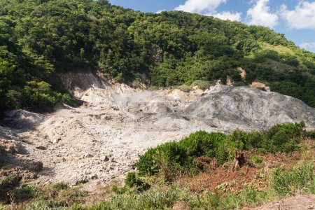 Sofriere Drive In Volcanoia on the Island of Saint Lucia.St. Lucia Sulphur Springs is near the town of Soufriere. The Sulphur Soufriere Springs are the only drive in volcano in the world.The St. Lucia Sulphur Springs are 