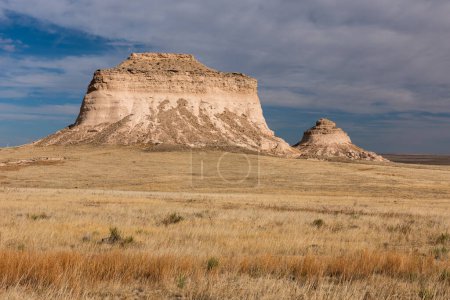 Photo for East and West Pawnee Butte on the Pawnee National Grassland in Northeastern Colorado.The Pawnee Buttes are Interesting Geological and Historical Landmarks for viewing and recreation in the area. - Royalty Free Image
