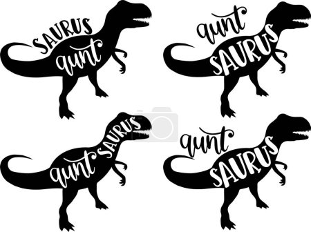 4 Stile Tante Saurus, Familie Saurus, passende Familie, Dinosaurier, Saurus, Dinosaurierfamilie, tRex, Dino, t-rex Dinosaurier Vektor Illustration Datei