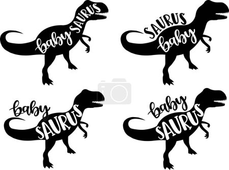 4 Arten Baby Saurus, Familie Saurus, passende Familie, Dinosaurier, Saurus, Dinosaurierfamilie, tRex, Dino, t-rex Dinosaurier Vektor Illustration Datei