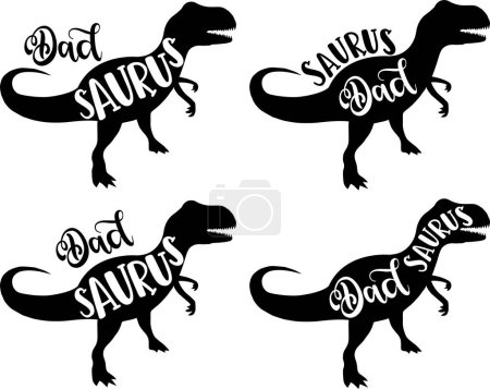 4 Stile Papa Saurus, Familie Saurus, passende Familie, Dinosaurier, Saurus, Dinosaurierfamilie, tRex, Dino, t-rex Dinosaurier Vektor Illustration Datei