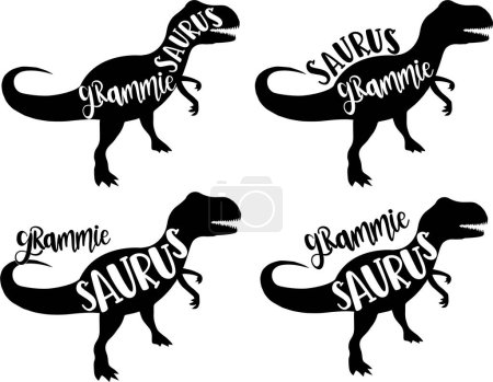 4 Stile grammie saurus, familie saurus, passende Familie, dinosaurier, saurus, dinosaurierfamilie, tRex, dino, t-rex dinosaurier vektorillustration file