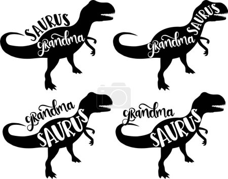 4 Arten Oma Saurus, Familie Saurus, passende Familie, Dinosaurier, Saurus, Dinosaurierfamilie, tRex, Dino, t-rex Dinosaurier Vektor Illustration Datei