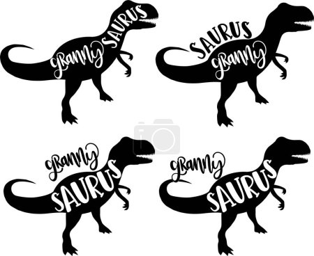 4 Stile Oma Saurus, Familie Saurus, passende Familie, Dinosaurier, Saurus, Dinosaurierfamilie, tRex, Dino, t-rex Dinosaurier Vektor Illustration Datei