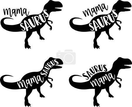 4 Stile Mama Saurus, Familie Saurus, passende Familie, Dinosaurier, Saurus, Dinosaurierfamilie, tRex, Dino, t-rex Dinosaurier Vektor Illustration Datei
