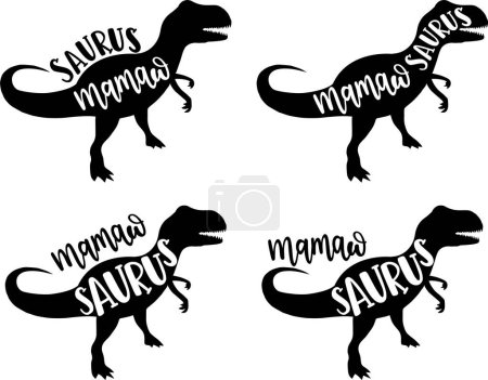 4 Stile Mamaw Saurus, Familie Saurus, passende Familie, Dinosaurier, Saurus, Dinosaurierfamilie, tRex, Dino, t-rex Dinosaurier Vektor Illustration Datei