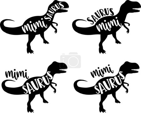 4 Stile mimi saurus, Familie saurus, passende Familie, Dinosaurier, Saurus, Dinosaurierfamilie, tRex, dino, t-rex Dinosaurier Vektor Illustration Datei