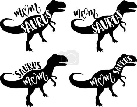 4 Stile mom saurus, family saurus, matching family, dinosaurier, saurus, dinosaurier family, tRex, dino, t-rex dinosaurier vektorillustration file