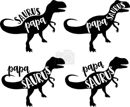 4 Arten Papa Saurus, Familie Saurus, passende Familie, Dinosaurier, Saurus, Dinosaurierfamilie, tRex, Dino, t-rex Dinosaurier Vektor Illustration Datei