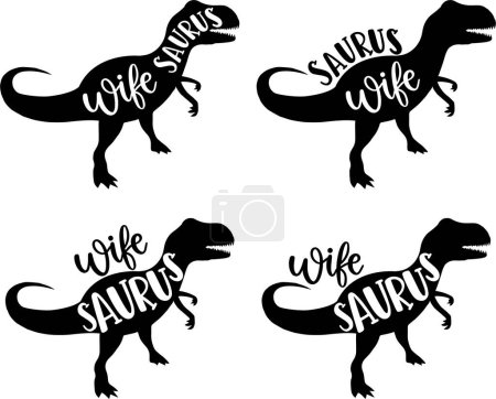 4 Stile Frau Saurus, Familie Saurus, passende Familie, Dinosaurier, Saurus, Dinosaurierfamilie, tRex, Dino, t-rex Dinosaurier Vektor Illustration Datei