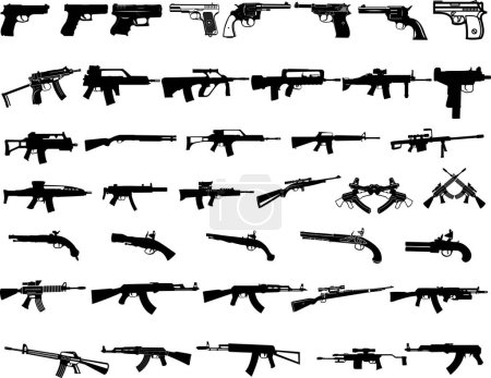 Illustration for Guns, Military Weapon, Pistol, Weapon clipart, silhouette, cut file, cricut, decal file, digital file, stencil file - Royalty Free Image