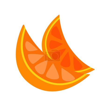 Téléchargez les photos : Deux tranches d'orange. Illustration de couleur vectorielle isolée. - en image libre de droit