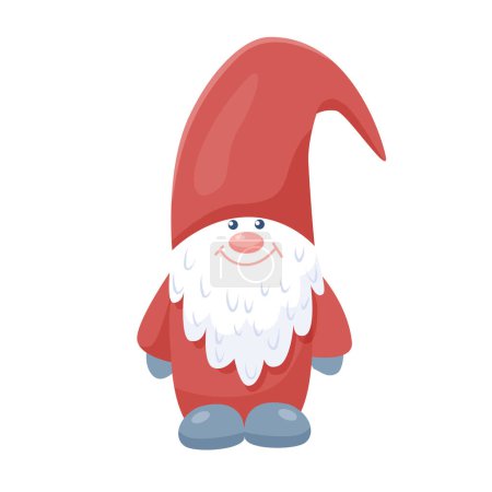 Téléchargez les photos : A funny gnome clipart. Vector isolated color illustration for winter holidays greetings. - en image libre de droit