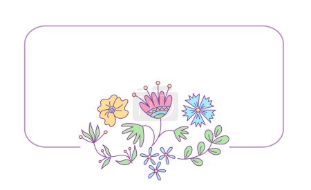 Téléchargez les photos : Modèle d'étiquette avec design floral. Illustration vectorielle de couleur isolée dans le style doodle. - en image libre de droit