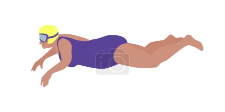 Téléchargez les illustrations : Femme nageant dans un masque. Illustration de couleur vectorielle isolée - en licence libre de droit
