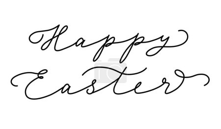 Téléchargez les photos : Joyeux lettrage de Pâques avec fleurir dans le style monoline. Illustration vectorielle isolée. - en image libre de droit