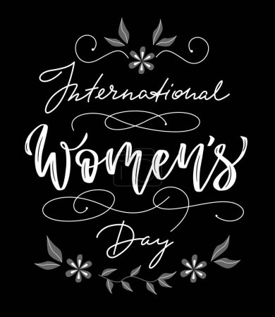 Illustration for International Women's day lettering. Vector illustration in the black background. - Royalty Free Image