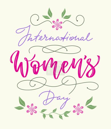 Illustration for International Women's day lettering. Vector color  illustration. - Royalty Free Image