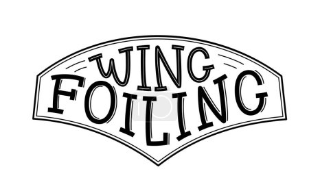 Wing foiling lettering. Vector isolated illustration.