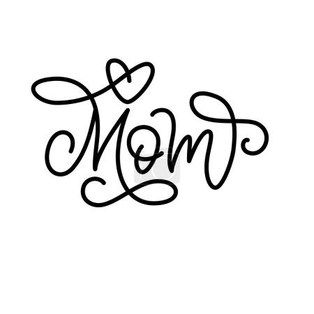 Illustration for Mom vector lettering script monoline. - Royalty Free Image