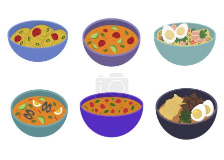Illustration for Set of Asian dishes. Illustration on the theme of Japanese cuisine - Royalty Free Image
