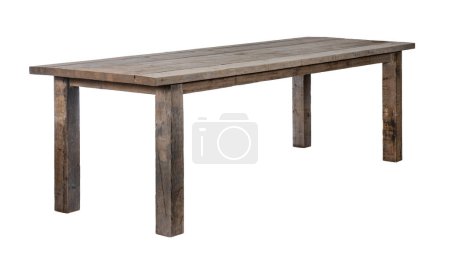 table faite avec des planches de bois rugueux. isolé sur fond blanc