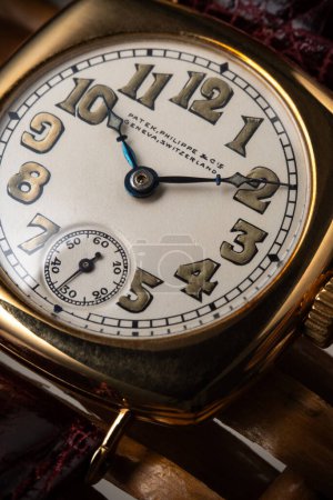 Photo for Milano Italy_ November 9 2023. detail of the Patek Philippe Carre Cambre model watch from the 1930s - Royalty Free Image