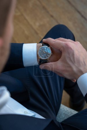 Photo for Milano Italy_ November 9 2023. Worn Patek Philippe watch from the Calatrava collection - Royalty Free Image