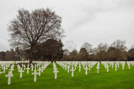 Photo for Cemetery of fallen American soldiers who died in the war. France, Normandy, Omaha Beach, December 24, 2022. High quality photo - Royalty Free Image